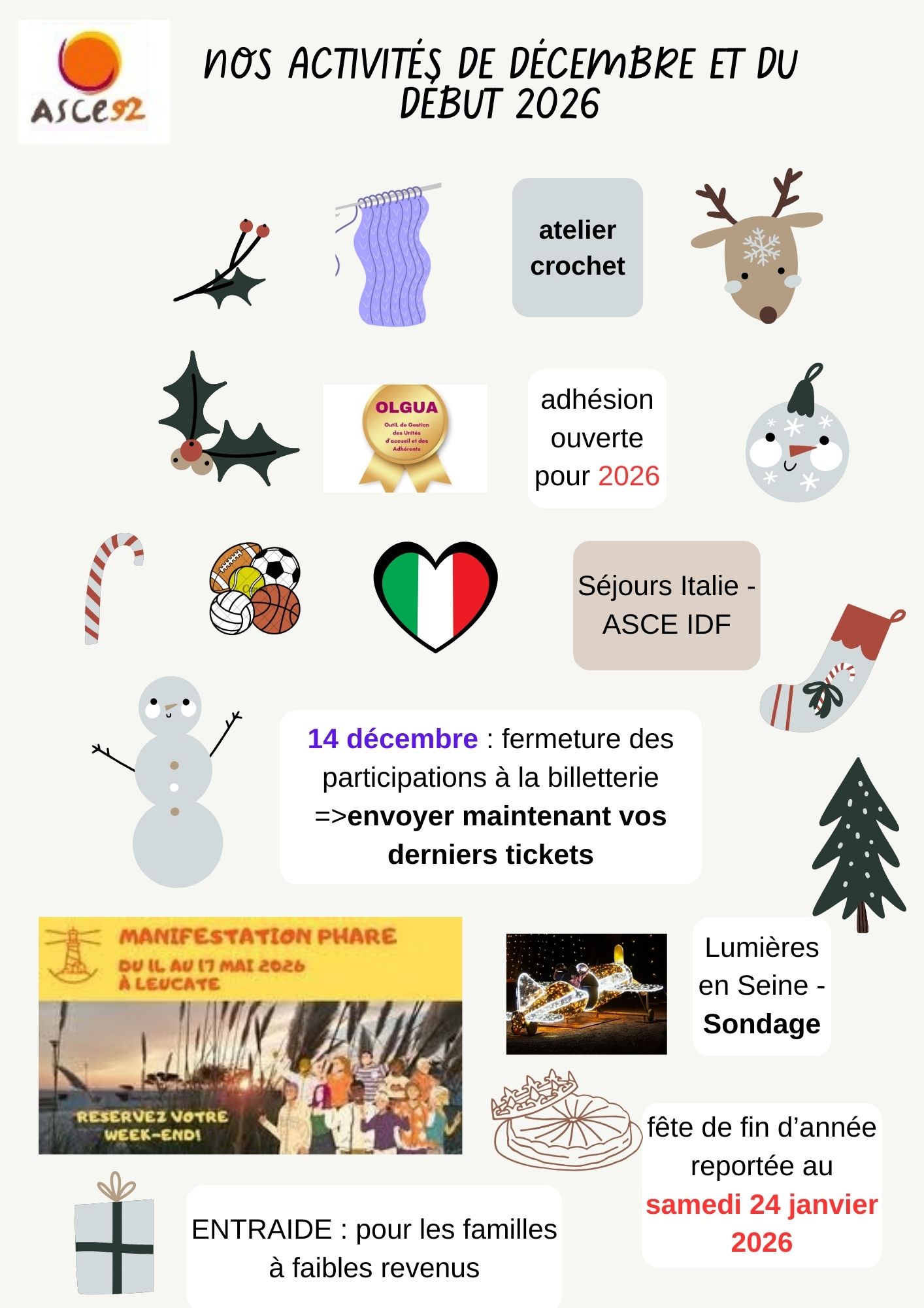 affiche de communication de décembre sous forme de calendrier de l'avent