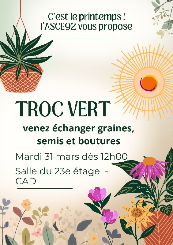 Mardi 31 mars : Troc Vert le midi