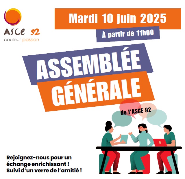 Affiche Assemblée générale de l'ASCE du mardi 10 juin 2025